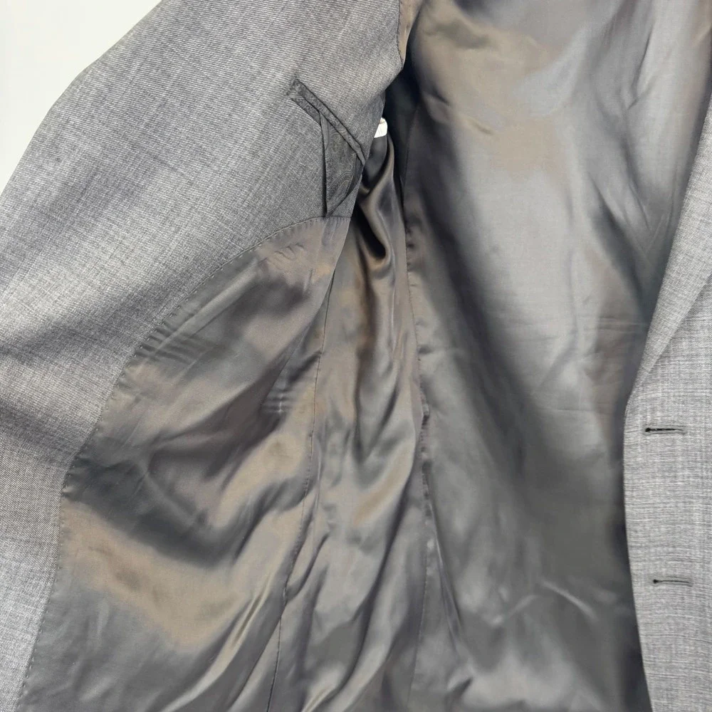 Lauren Ralph Lauren Mens 42R Grey 100% Wool Sharkskin 2 Button Blazer Sport Coat